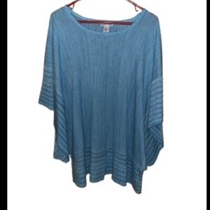 Catherine’s Blue Knit Sweater Size 3X Acrylic Casual Made in USA Oversized Boho